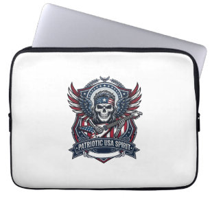 Patriotisk Frihet Gitarrist Skalle Musik Rock Meta Laptop Fodral