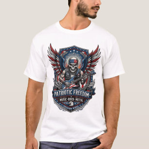 Patriotisk Frihet Gitarrist Skalle Musik Rock Meta T Shirt