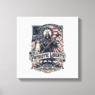 Patriotisk Frihets Skördare Mörk Patriot Skelett & Canvastryck