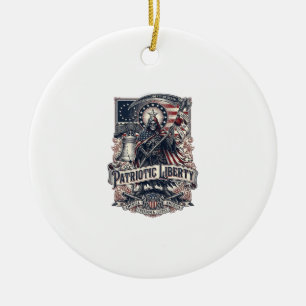 Patriotisk Frihets Skördare Mörk Patriot Skelett & Julgransprydnad Keramik