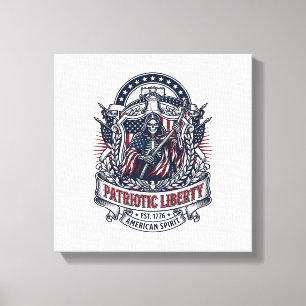 Patriotisk Frihets Skördark Dyster Patriot Skelett Canvastryck