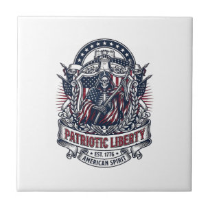 Patriotisk Frihets Skördark Mörk Patriot Skelett & Kakelplatta