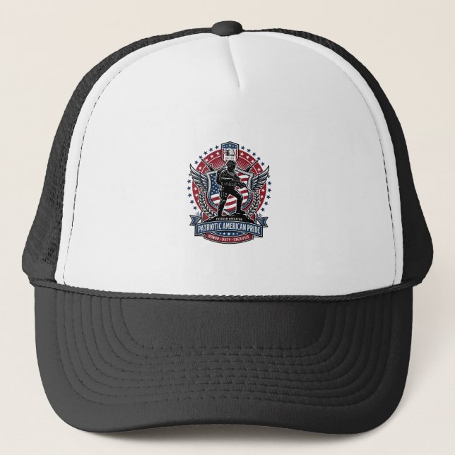 Patriotisk frihetsoperatör Silhuett Militär inskri Keps (Framsida)