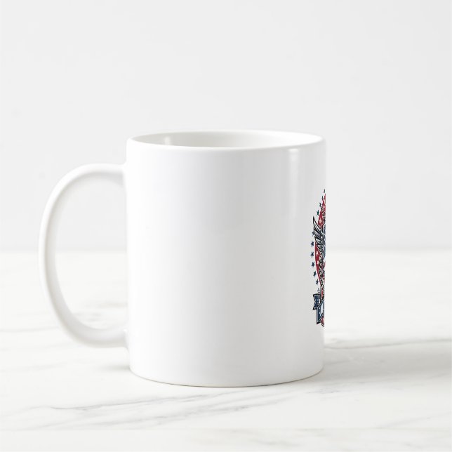 Patriotisk frihetsoperatör Siluett Militär inskrip Kaffemugg (Vänster)