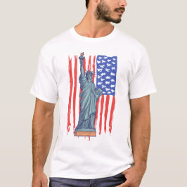 Patriotisk frihetsstaty Amerikansk flagga NYC Desi T Shirt