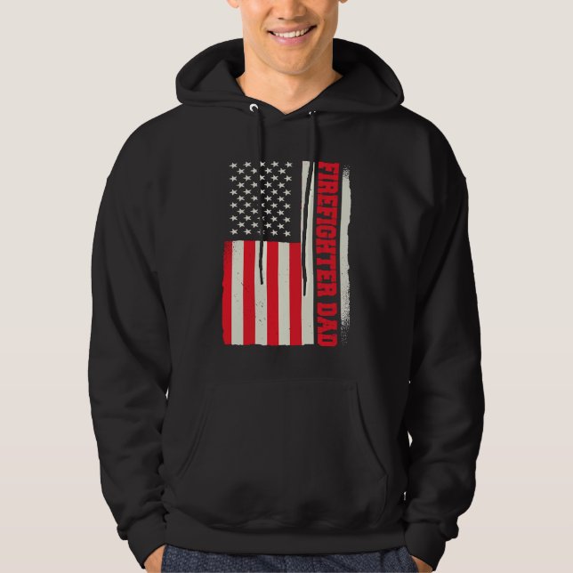 Patriotisk frivillig brandman brandman pappa ameri hoodie (Framsida)