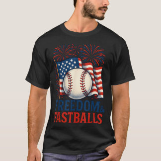 Patriotisk fyrverkeri baseball 4 juli frihet t shirt