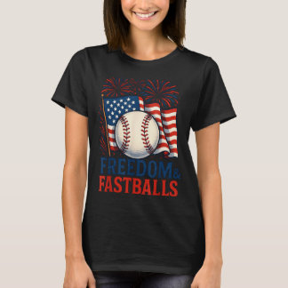 Patriotisk fyrverkeri-baseboll 4 juli frihet t shirt