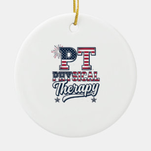 Patriotisk Fysioterapi Vintage PT T-Shirt Design Julgransprydnad Keramik