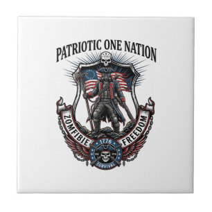 Patriotisk Galen Landsväg 1776 Krigare Zombie Apok Kakelplatta