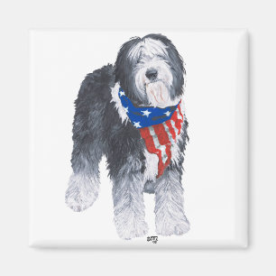 Patriotisk gammal engelsk herdehund magnet