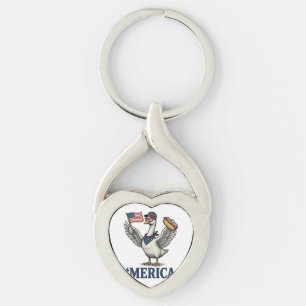 Patriotisk gås 'Merica korv vintage skjorta Desi Twisted Heart Silverfärgad Nyckelring