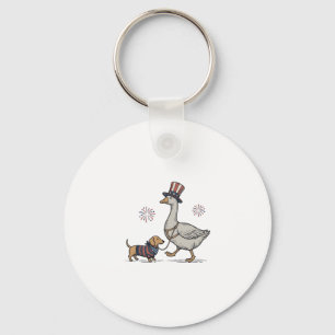Patriotisk gås och dachshund vintage skjortdesign nyckelring