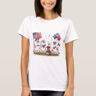 Patriotisk gås-uppsättning 4:e juli USA T Shirt
