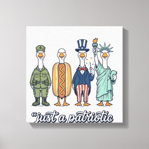 Patriotisk Gås Uppställning Vintage Vector Tröja_1 Canvastryck