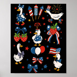 Patriotisk gås USA Flag Coquette Bow Självständigh Poster