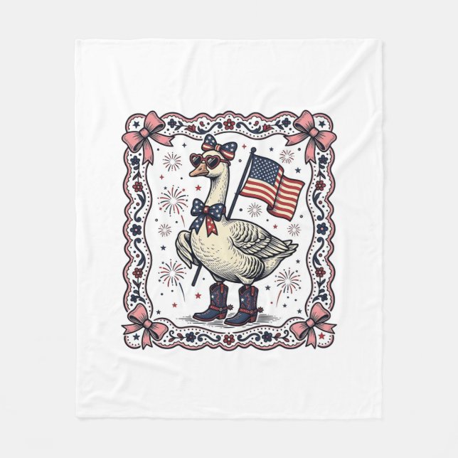 Patriotisk gås Vintage-gravering Fleecefilt (Framsidan)