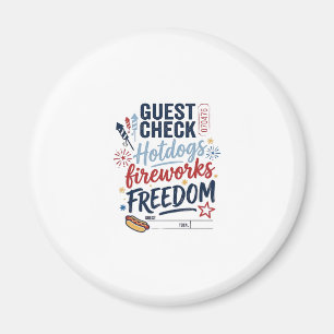 Patriotisk Gästcheck Hotdogs Fyrverkerier Frihet S Magnet