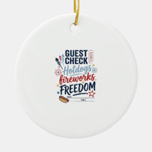 Patriotisk Gästräkning Hotdogs Fyrverkerier Frihet Julgransprydnad Keramik