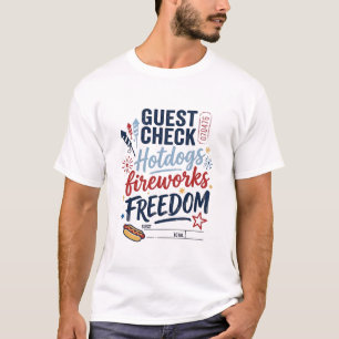 Patriotisk Gästräkning Hotdogs Fyrverkerier Frihet T Shirt