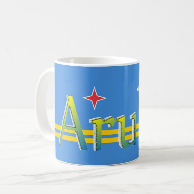 Patriotisk gåva för Aruba flagga Kaffemugg (Framsida vänster)