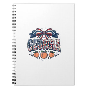 Patriotisk Georgia Peach Bow Vintage 4 juli-skjort Anteckningsbok