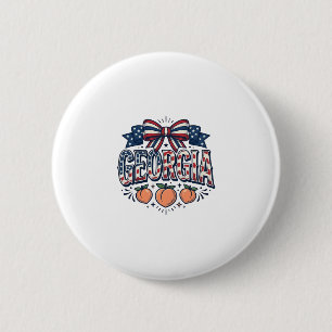 Patriotisk Georgia Peach Bow Vintage 4 juli-skjort Knapp