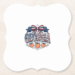 Patriotisk Georgia Peach Bow Vintage 4 juli-skjort Underlägg Papper