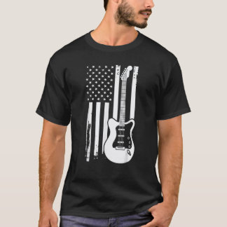Patriotisk gitarrist 4 juli amerikansk flagg gitar t shirt