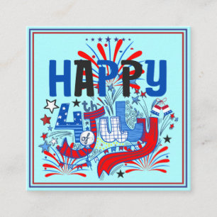 Patriotisk Glad 4:e Juli Firande Design Fyrkantigt Visitkort