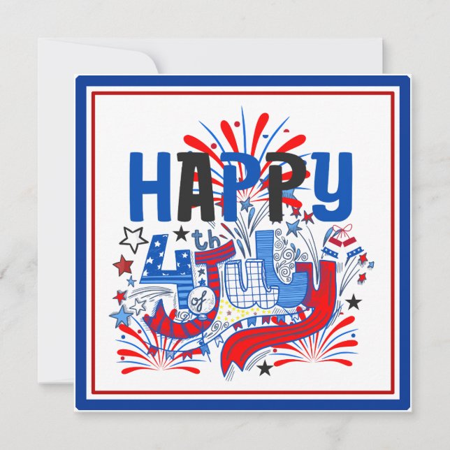 Patriotisk Glad 4:e Juli Firande Design Inbjudningar (Framsida)
