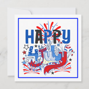 Patriotisk Glad 4:e Juli Firande Design Julkort
