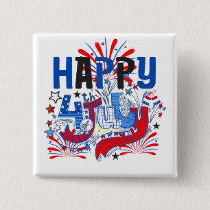 Patriotisk Glad 4:e Juli Firande Design Knapp