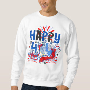 Patriotisk Glad 4:e Juli Firande Design Lång Ärmad Tröja