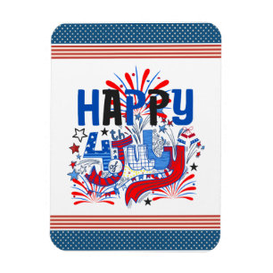 Patriotisk Glad 4:e Juli Firande Design Magnet