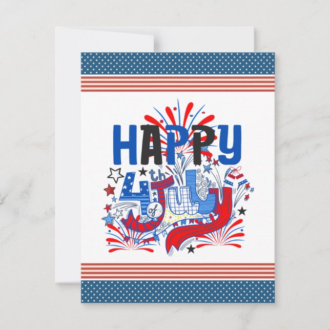Patriotisk Glad 4:e Juli Firande Design OSA Kort (Framsida)