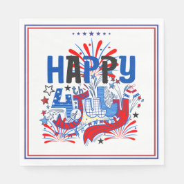 Patriotisk Glad 4:e Juli Firande Design Pappersservett