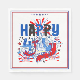 Patriotisk Glad 4:e Juli Firande Design Pappersservett