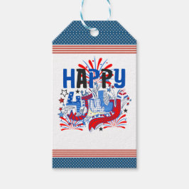 Patriotisk Glad 4:e Juli Firande Design Presentetikett