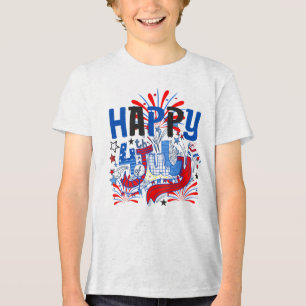 Patriotisk Glad 4:e Juli Firande Design T Shirt