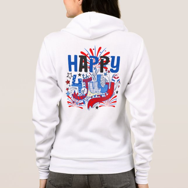 Patriotisk Glad 4:e Juli Firande Design T Shirt (Baksida)