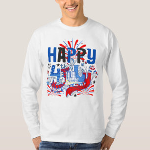 Patriotisk Glad 4:e Juli Firande Design T Shirt