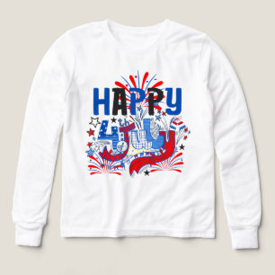 Patriotisk Glad 4:e Juli Firande Design T Shirt