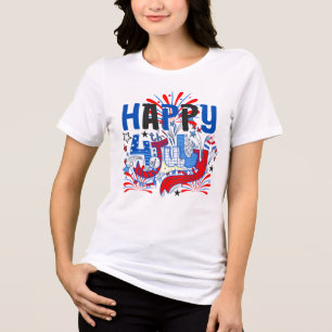 Patriotisk Glad 4:e Juli Firande Design T Shirt