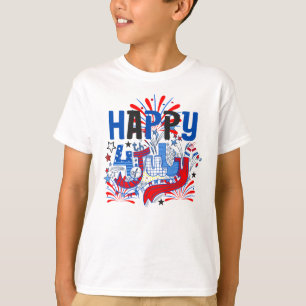 Patriotisk Glad 4:e Juli Firande Design T Shirt