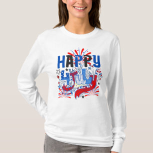 Patriotisk Glad 4:e Juli Firande Design T Shirt