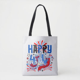 Patriotisk Glad 4:e Juli Firande Design Tygkasse
