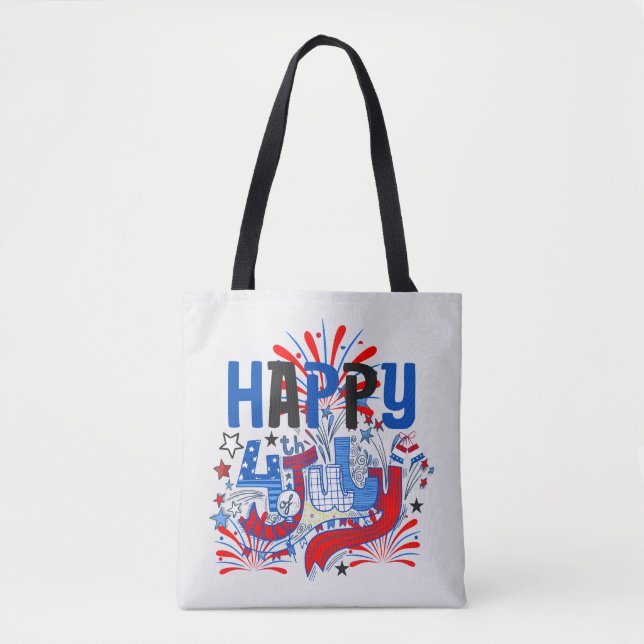 Patriotisk Glad 4:e Juli Firande Design Tygkasse (Framsida)