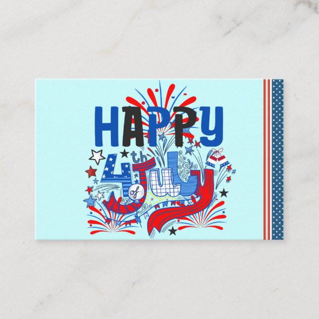 Patriotisk Glad 4:e Juli Firande Design Visitkort (Framsida)