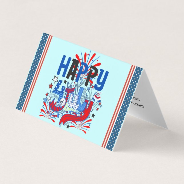 Patriotisk Glad 4:e Juli Firande Design Visitkort (Framsida)